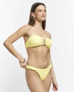 River Island textured bikini bottoms Yellow New