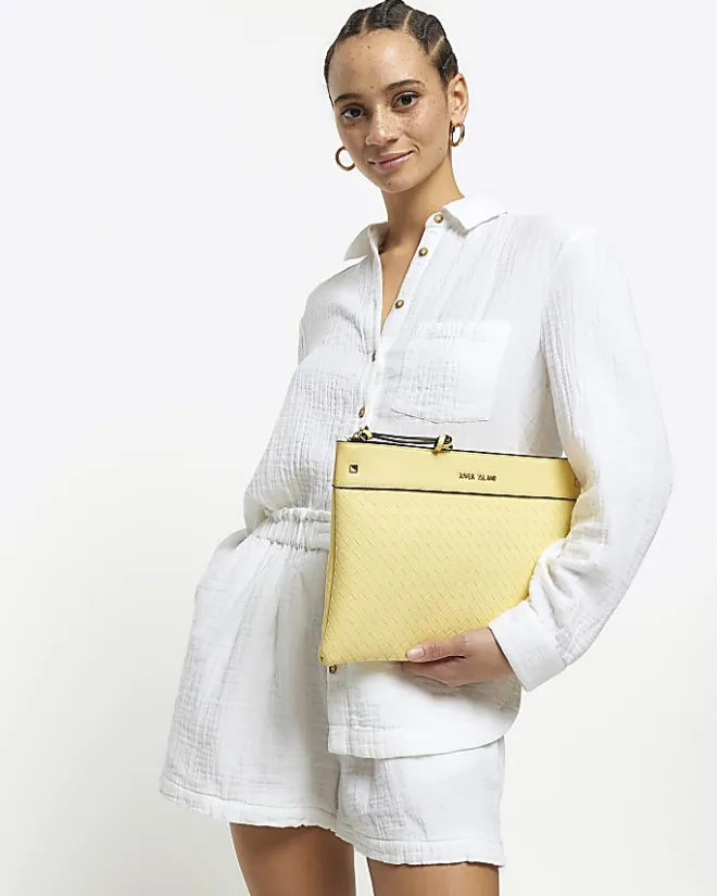 River Island weave pouchette bag Yellow Hot